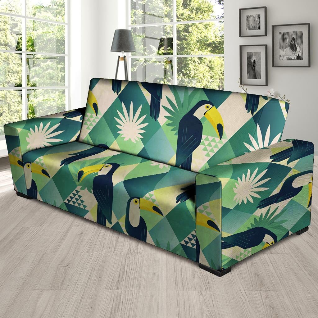 Patchwork Tropical Toucan Print Sofa Cover-grizzshop