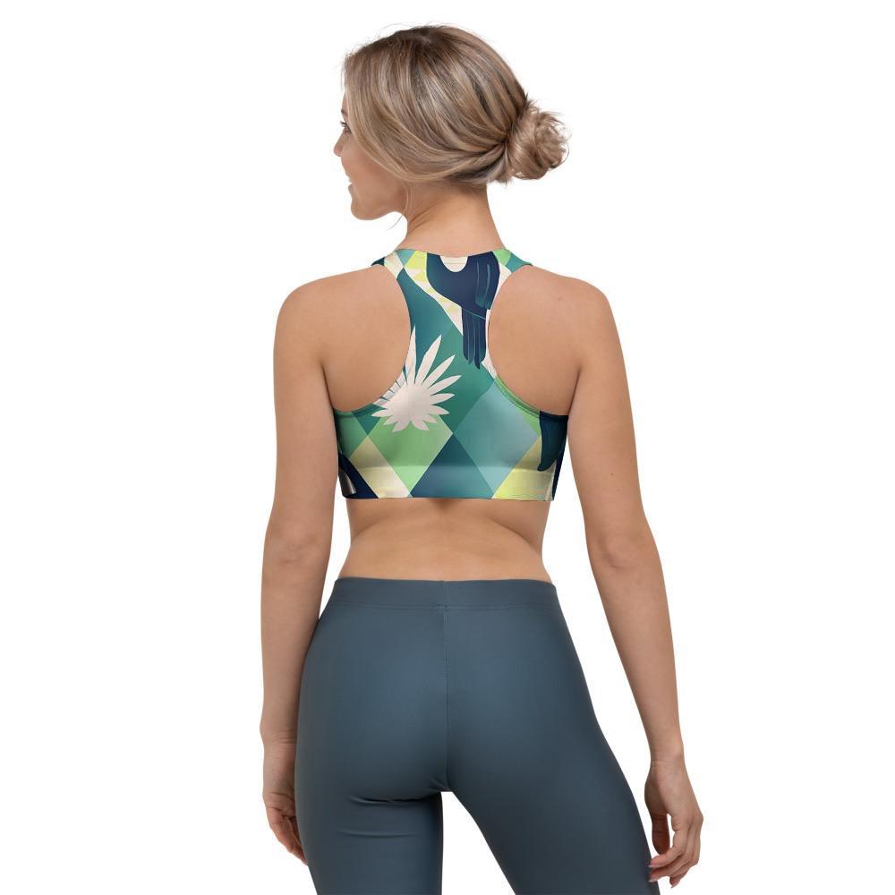 Patchwork Tropical Toucan Print Sports Bra-grizzshop