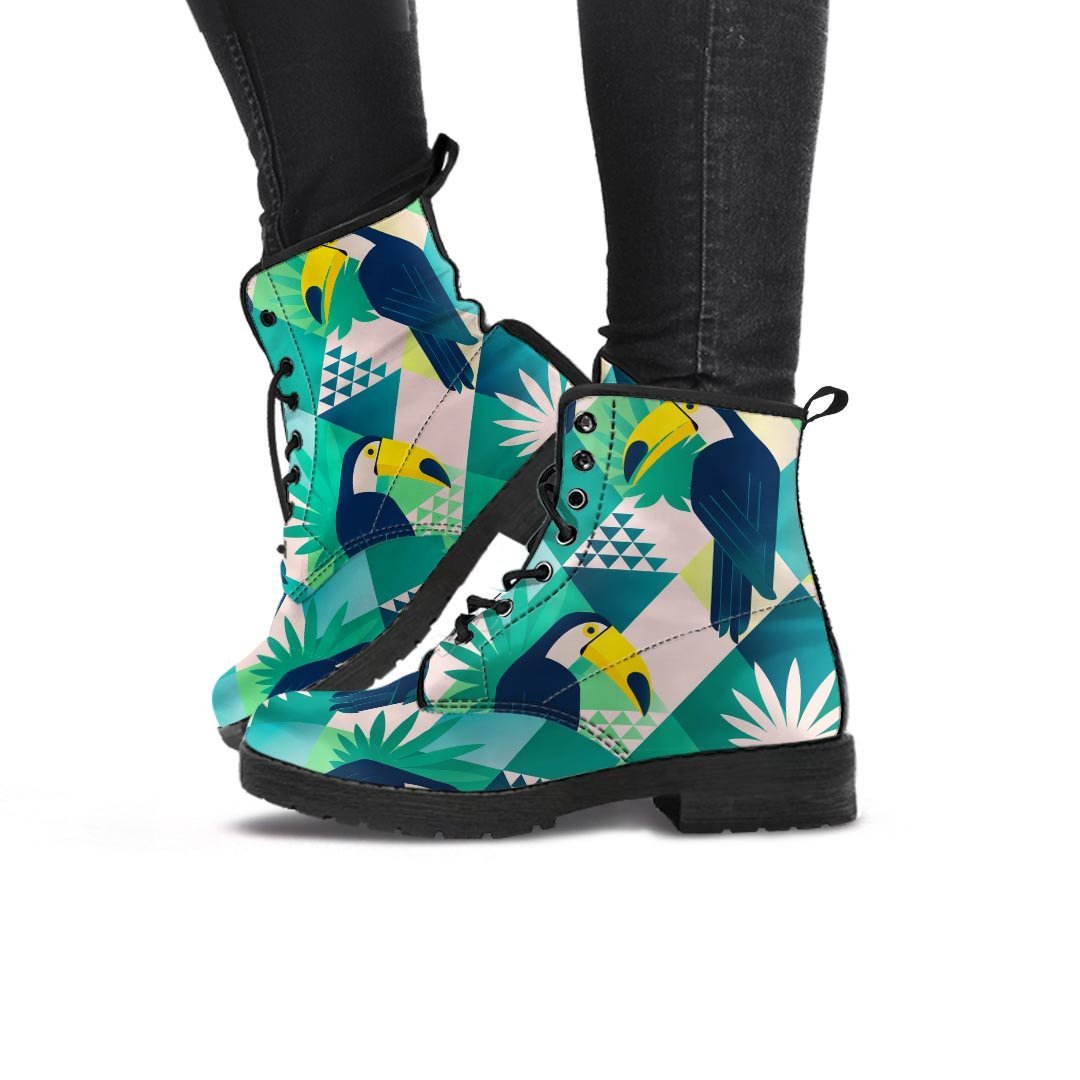 Patchwork Tropical Toucan Print Women's Boots-grizzshop