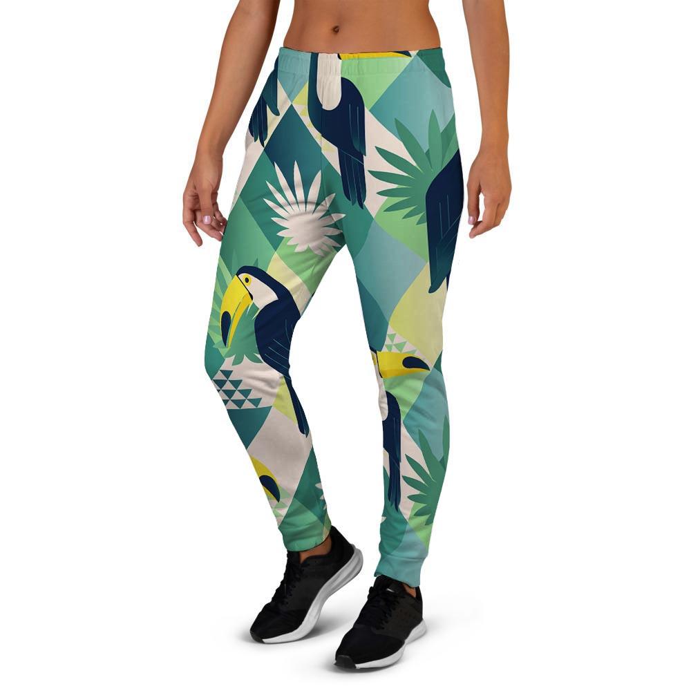 Patchwork Tropical Toucan Print Women's Joggers-grizzshop