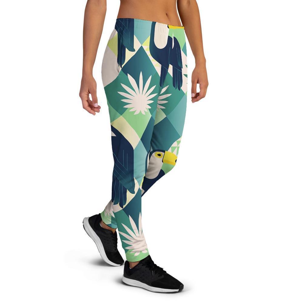 Patchwork Tropical Toucan Print Women's Joggers-grizzshop