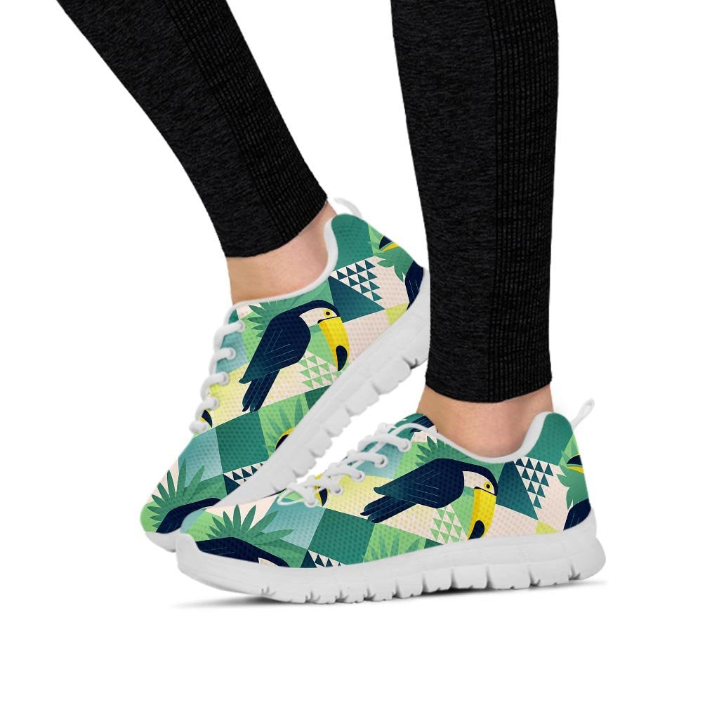 Patchwork Tropical Toucan Print Women's Sneakers-grizzshop