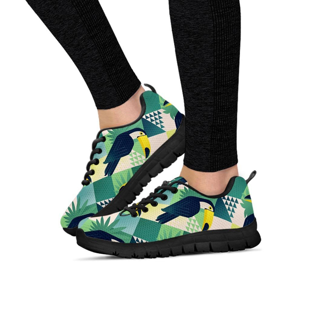 Patchwork Tropical Toucan Print Women's Sneakers-grizzshop