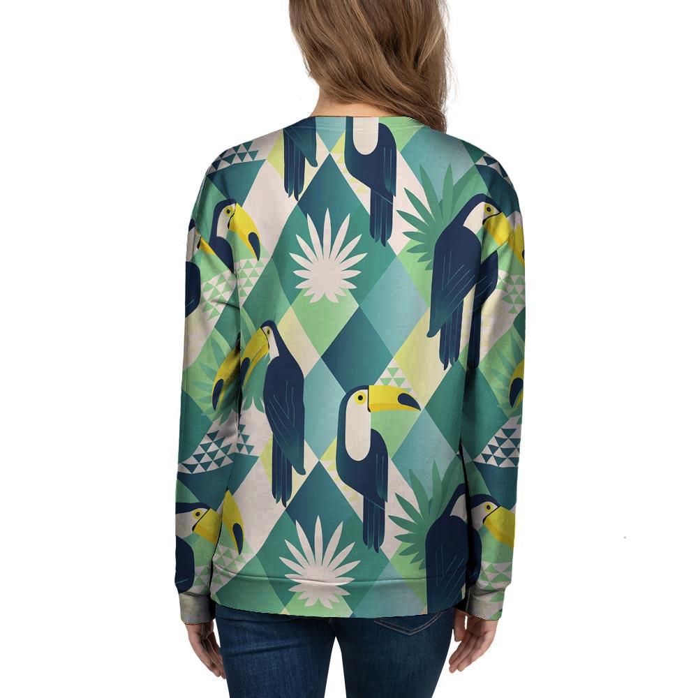 Patchwork Tropical Toucan Print Women's Sweatshirt-grizzshop