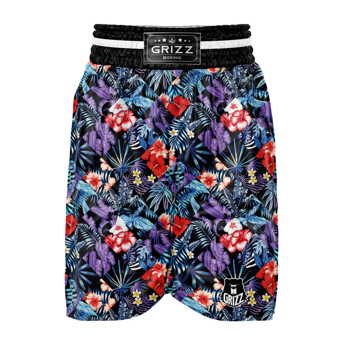 Patchwork Tropical Watercolor Print Pattern Boxing Shorts-grizzshop