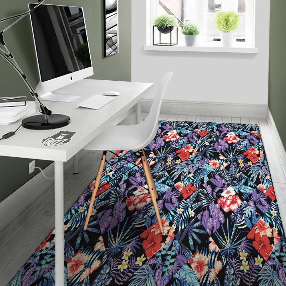 Patchwork Tropical Watercolor Print Pattern Floor Mat-grizzshop