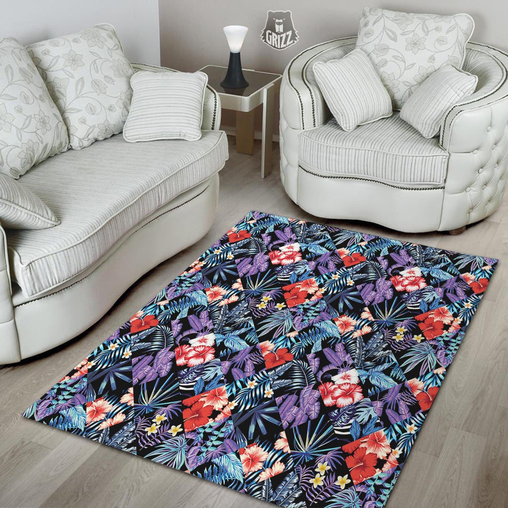 Patchwork Tropical Watercolor Print Pattern Floor Mat-grizzshop