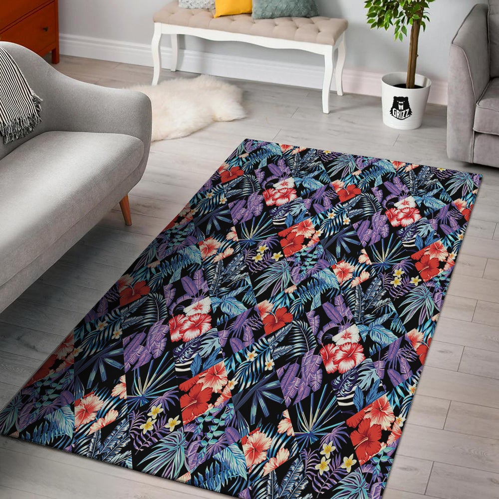 Patchwork Tropical Watercolor Print Pattern Floor Mat-grizzshop