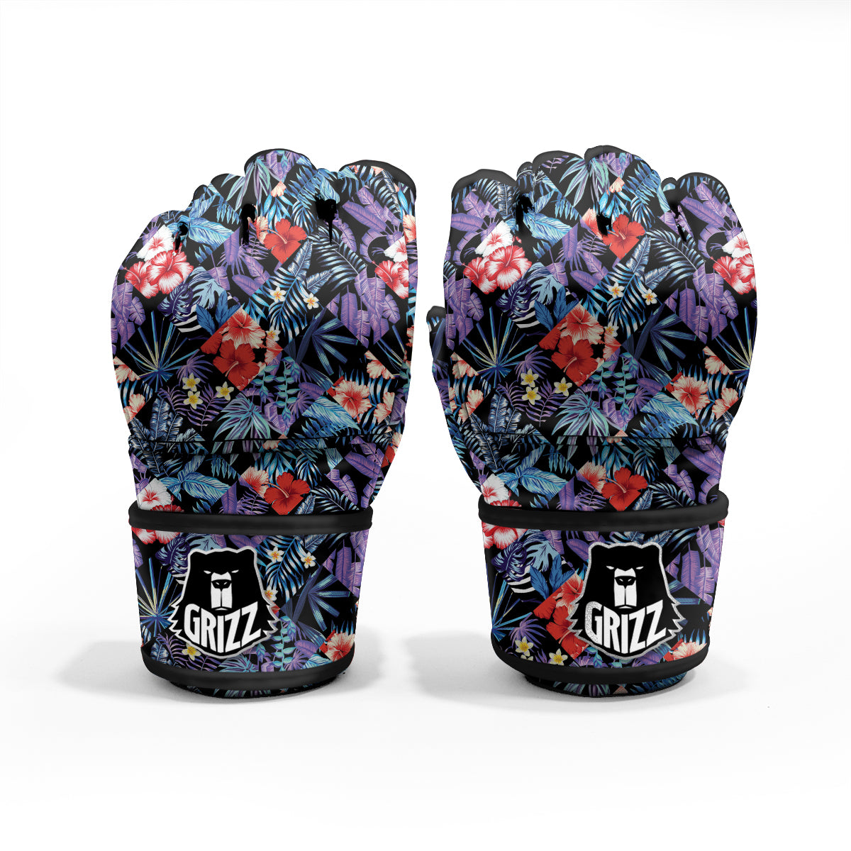 Patchwork Tropical Watercolor Print Pattern MMA Gloves-grizzshop