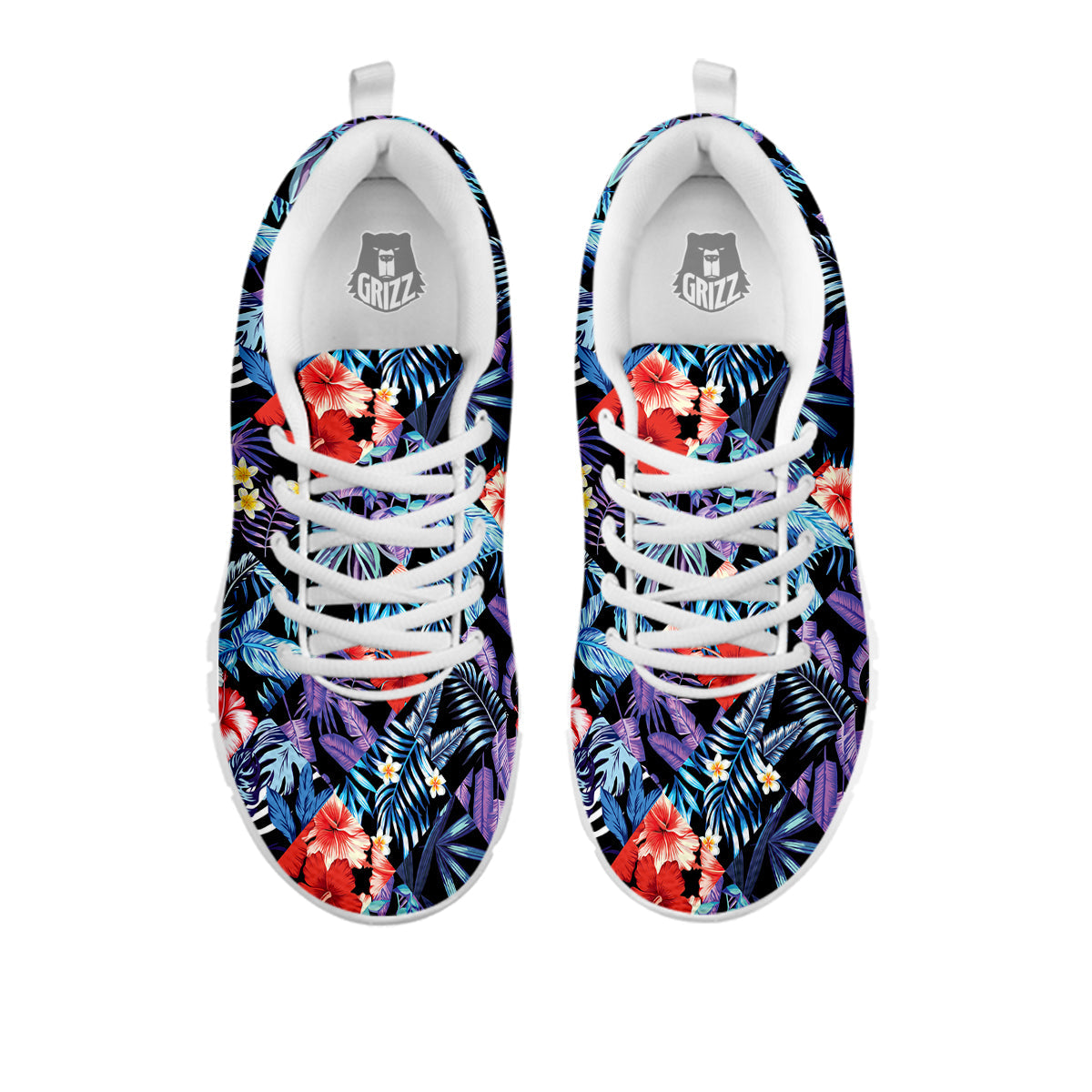 Patchwork Tropical Watercolor Print Pattern White Sneaker-grizzshop
