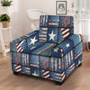 Patchwork USA Denim Print Pattern Armchair Slipcover-grizzshop