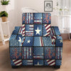 Patchwork USA Denim Print Pattern Armchair Slipcover-grizzshop