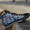 Patchwork USA Denim Print Pattern Black High Top Shoes-grizzshop