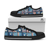 Patchwork USA Denim Print Pattern Black Low Top Shoes-grizzshop