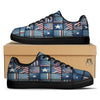 Patchwork USA Denim Print Pattern Black Low Top Sneakers-grizzshop