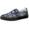 Patchwork USA Denim Print Pattern Black Slip On Shoes-grizzshop