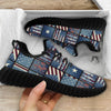 Patchwork USA Denim Print Pattern Black Walking Shoes-grizzshop