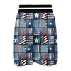 Patchwork USA Denim Print Pattern Boxing Shorts-grizzshop