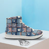 Patchwork USA Denim Print Pattern High Top Sneakers-grizzshop