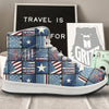 Patchwork USA Denim Print Pattern High Top Sneakers-grizzshop