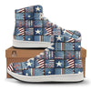 Patchwork USA Denim Print Pattern High Top Sneakers-grizzshop