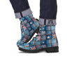 Patchwork USA Denim Print Pattern Leather Boots-grizzshop