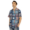 Patchwork USA Denim Print Pattern Men's Hawaiian Shirt-grizzshop