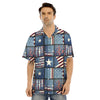 Patchwork USA Denim Print Pattern Men's Hawaiian Shirt-grizzshop