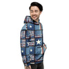 Patchwork USA Denim Print Pattern Men's Hoodie-grizzshop