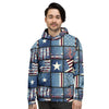 Patchwork USA Denim Print Pattern Men's Hoodie-grizzshop