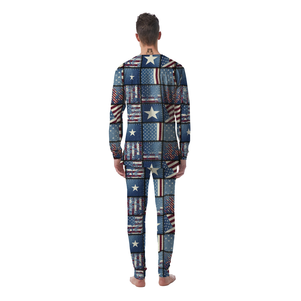 Patchwork USA Denim Print Pattern Men's Pajamas-grizzshop