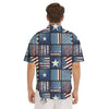 Patchwork USA Denim Print Pattern Men's Short Sleeve Shirts-grizzshop