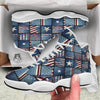 Patchwork USA Denim Print Pattern White Basketball Shoes-grizzshop