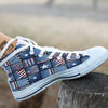 Patchwork USA Denim Print Pattern White High Top Shoes-grizzshop