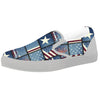 Patchwork USA Denim Print Pattern White Slip On Shoes-grizzshop