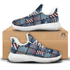 Patchwork USA Denim Print Pattern White Walking Shoes-grizzshop