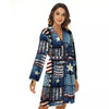 Patchwork USA Denim Print Pattern Women's Robe-grizzshop