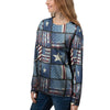 Patchwork USA Denim Print Pattern Women's Sweatshirt-grizzshop