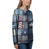 Patchwork USA Denim Print Pattern Women's Sweatshirt-grizzshop