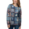 Patchwork USA Denim Print Pattern Women's Sweatshirt-grizzshop