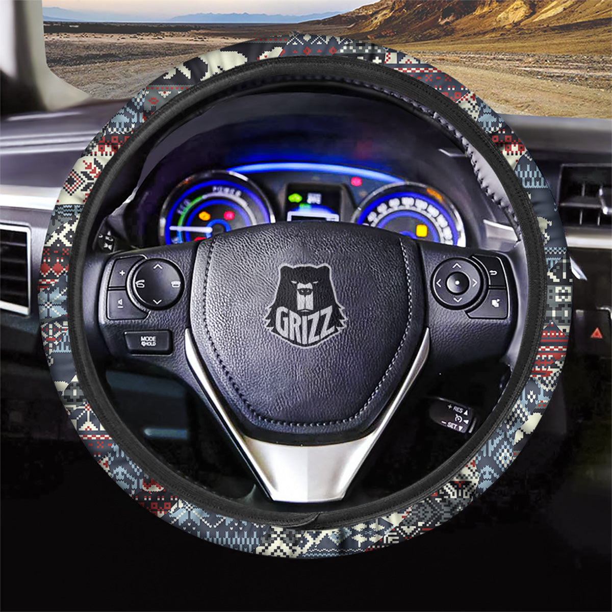 Patchwork Ugly Snowflake And Knitted Print Pattern Car Steering Wheel Cover-grizzshop