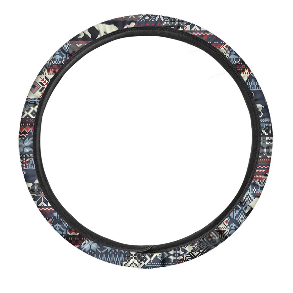 Patchwork Ugly Snowflake And Knitted Print Pattern Car Steering Wheel Cover-grizzshop