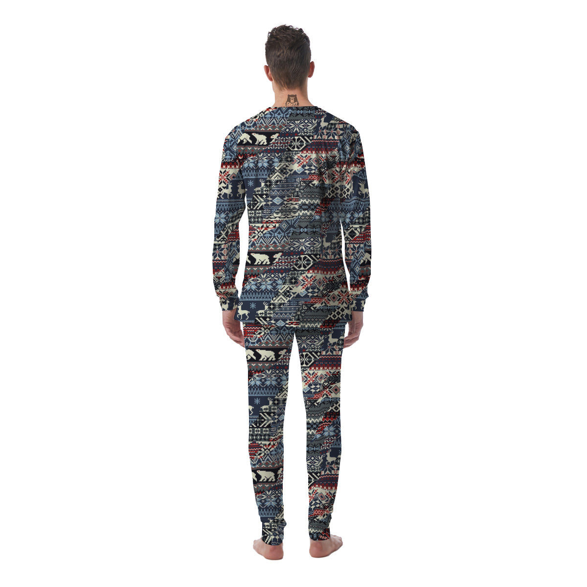 Patchwork Ugly Snowflake And Knitted Print Pattern Men's Pajamas-grizzshop