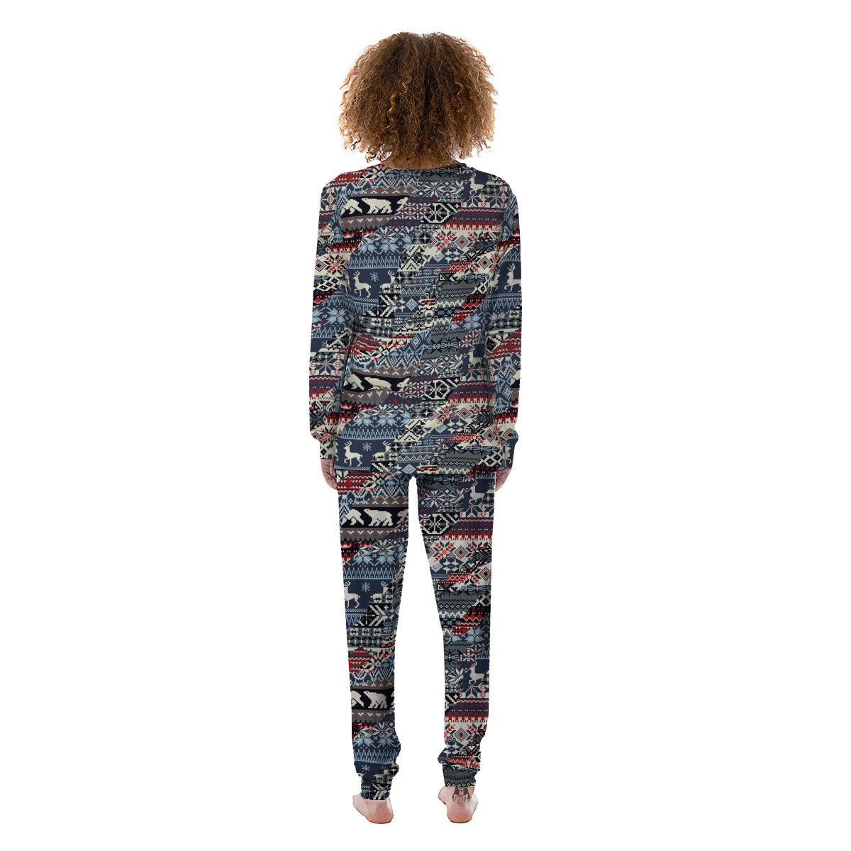 Patchwork Ugly Snowflake And Knitted Print Pattern Women's Pajamas-grizzshop