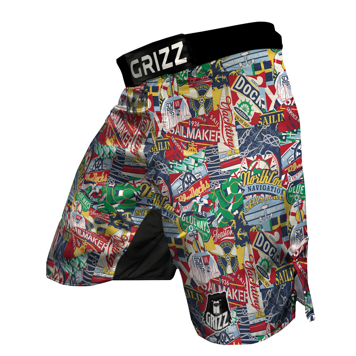Patchwork Vintage Nautical Print Pattern MMA Shorts-grizzshop