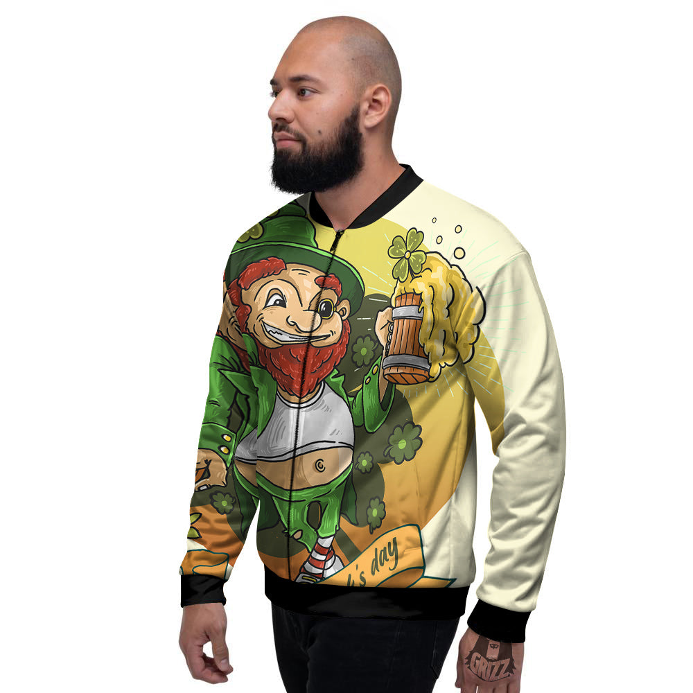 Patrick's Day Cute Shamrock Saint Print Men's Bomber Jacket-grizzshop