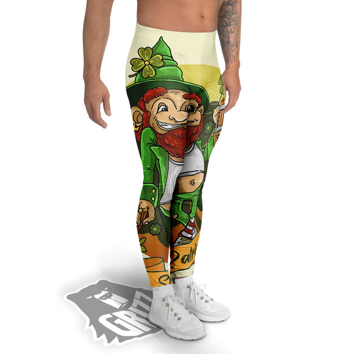 Patrick's Day Cute Shamrock Saint Print Men's Leggings-grizzshop