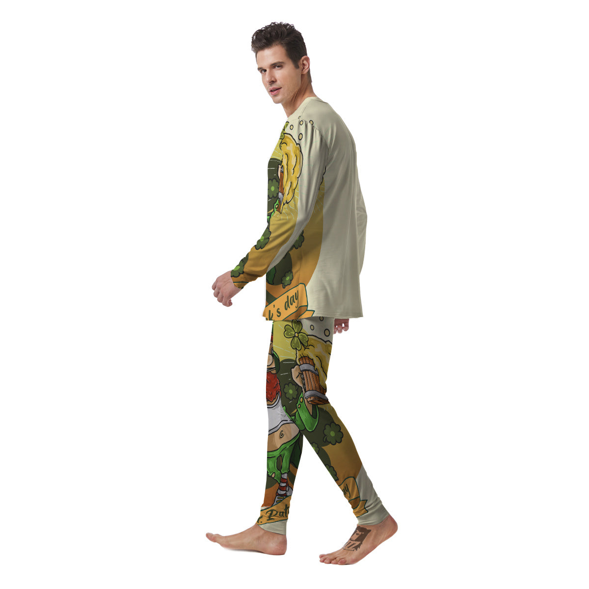 Patrick's Day Cute Shamrock Saint Print Men's Pajamas-grizzshop