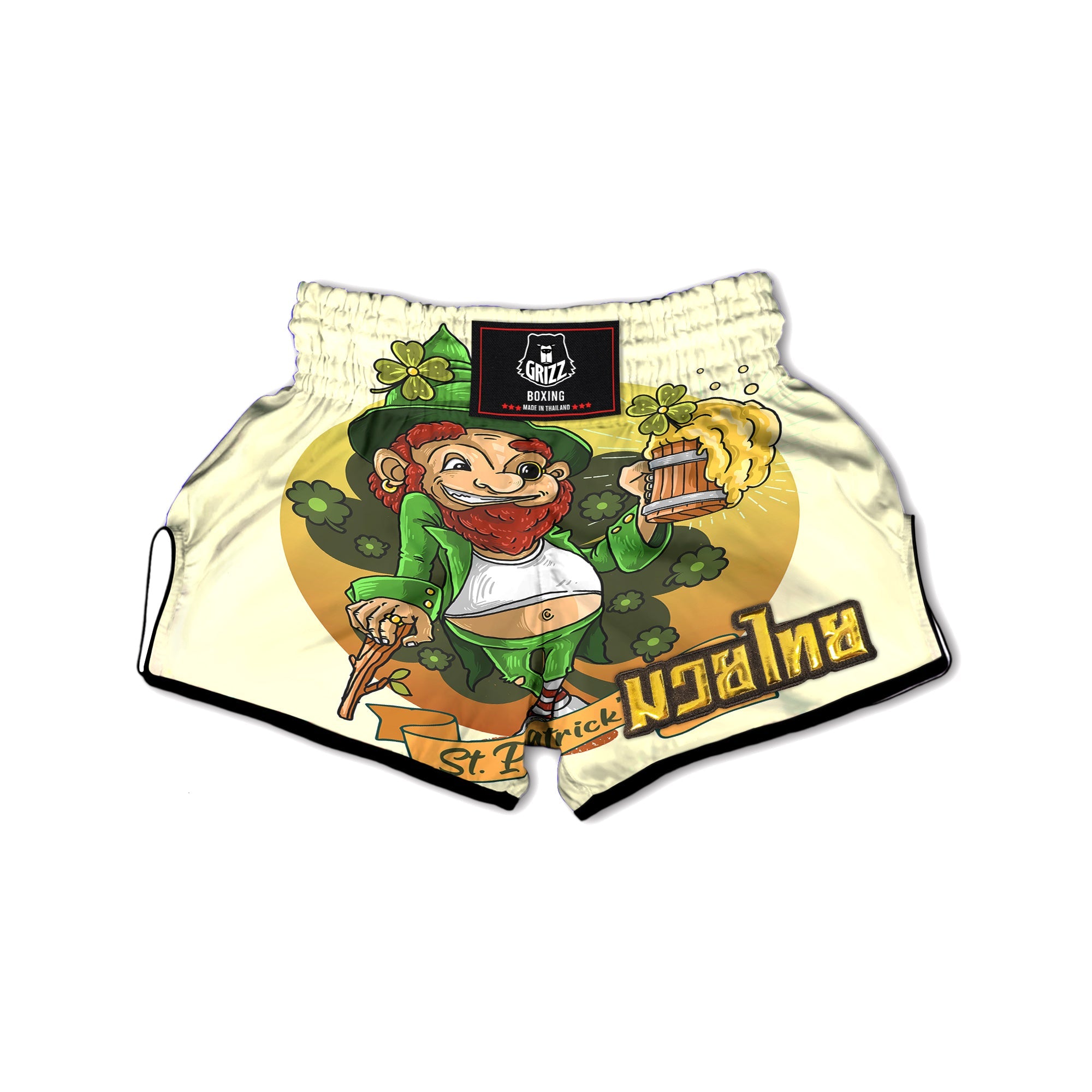 Patrick's Day Cute Shamrock Saint Print Muay Thai Boxing Shorts-grizzshop