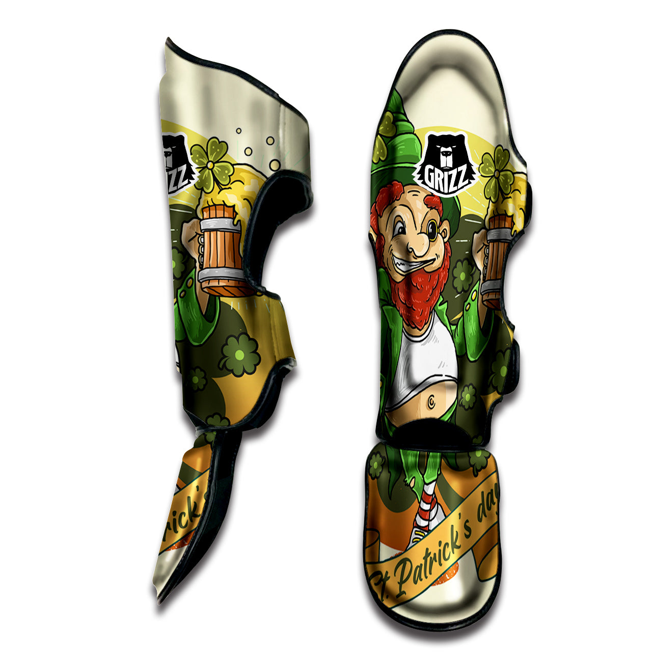 Patrick's Day Cute Shamrock Saint Print Muay Thai Shin Guards-grizzshop